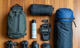 Hiking gear laid out